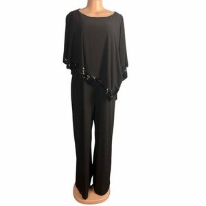 Chico's Black Sequin Trim Jumpsuit